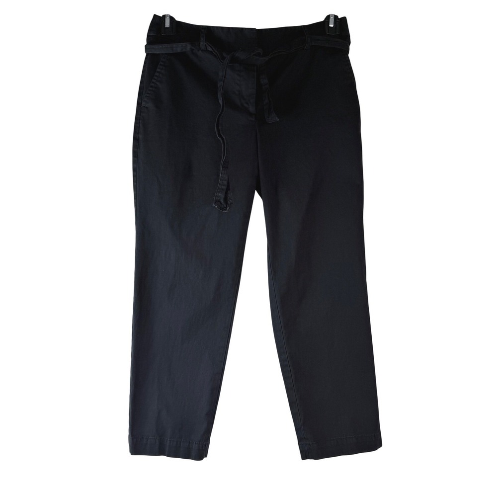 Talbots Signature Chino Pants Small Black Cropped Straight Leg Office Academia